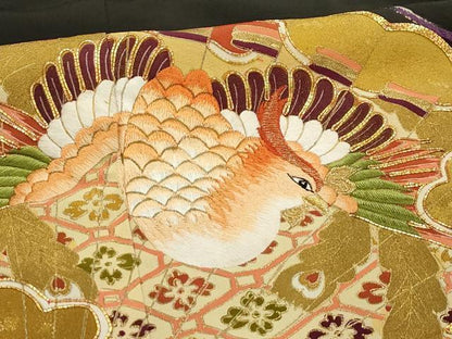 平和屋着物■豪華黒留袖　松竹梅檜扇花鳥宝尽くし　正絹　逸品　AABI4245sx