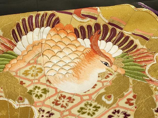 平和屋着物■豪華黒留袖　松竹梅檜扇花鳥宝尽くし　正絹　逸品　AABI4245sx