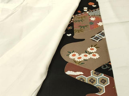 平和屋着物■豪華黒留袖　駒刺繍　松竹梅吉祥花宝尽くし　金彩　正絹　逸品　AABI4246sx