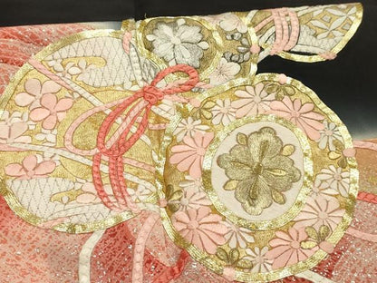 平和屋着物■豪華黒留袖　駒刺繍　花鼓文　暈し染め　金銀彩　正絹　逸品　AABI4248sx