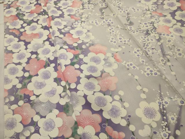 平和屋着物■上質な小紋　紅白梅　正絹　逸品　AABI4254sx