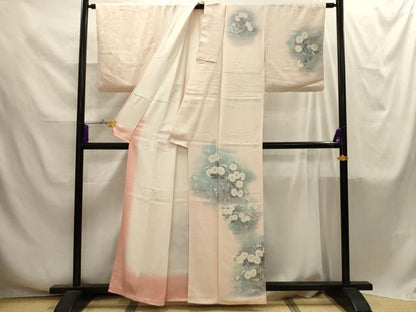 平和屋着物■訪問着　作家物　草花文　暈し染め　銀彩　正絹　逸品　AABI4256sx