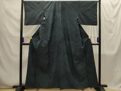 平和屋着物■上質な紬　幾何学文様　正絹　逸品　AABI4257sx