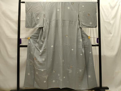 平和屋着物■訪問着　絞り　雪輪花文　金糸　正絹　逸品　AABI4263sx