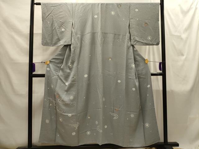 平和屋着物■訪問着　絞り　雪輪花文　金糸　正絹　逸品　AABI4263sx