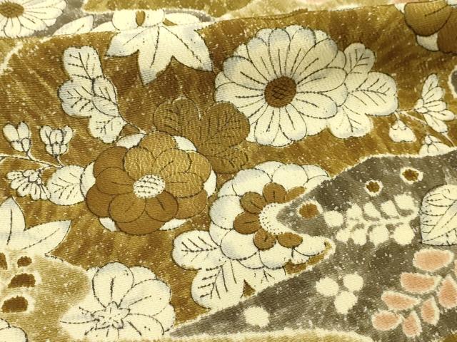 平和屋着物■上質な小紋　草花文　鬼しぼ縮緬　正絹　逸品　AABI4264sx