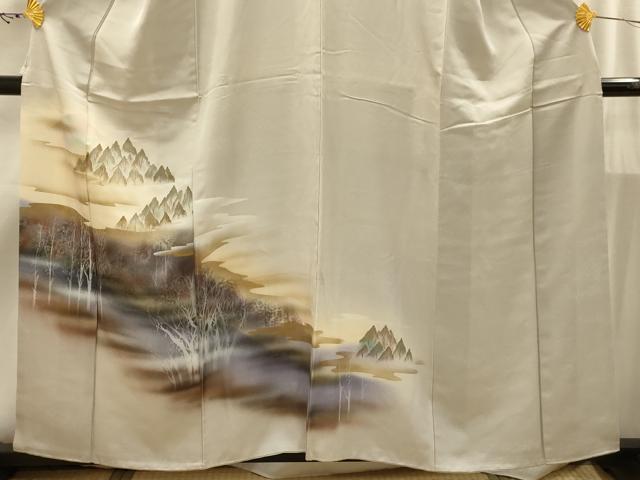 平和屋着物■訪問着　風景文　暈し染め　金彩　正絹　逸品　AABI4266sx