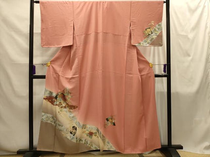 平和屋着物■訪問着　扇面花文　金銀彩　正絹　逸品　AABI4267sx
