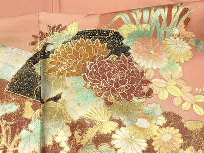 平和屋着物■訪問着　扇面花文　金銀彩　正絹　逸品　AABI4267sx