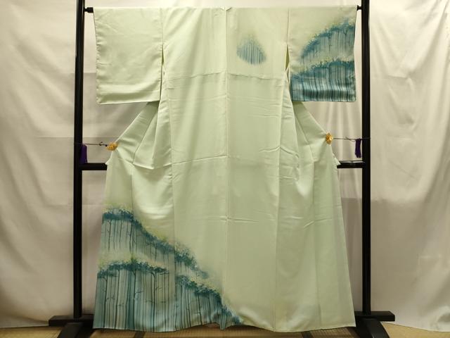 平和屋着物■訪問着　手描き　樹林文　暈し染め　正絹　逸品　AABI4273sx