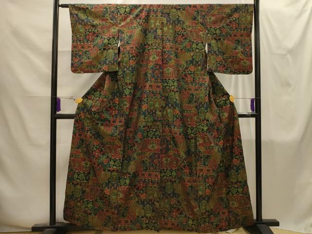 平和屋着物■上質な紬　飾花文　正絹　逸品　AABI4276sx