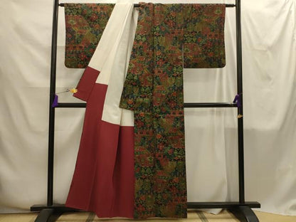 平和屋着物■上質な紬　飾花文　正絹　逸品　AABI4276sx