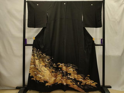 平和屋着物■豪華黒留袖　螺鈿　渡橋飛鳥浜松文　金銀彩　正絹　逸品　AABI4278sx
