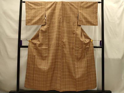 平和屋着物■上質な紬　格子　正絹　逸品　AABI4280sx