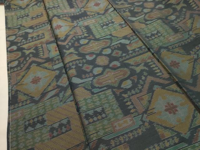 平和屋着物■本場大島紬　幾何学文様　正絹　逸品　AABI4281sx