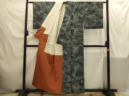 平和屋着物■上質な紬　吉祥花文　正絹　逸品　AABI4290sx