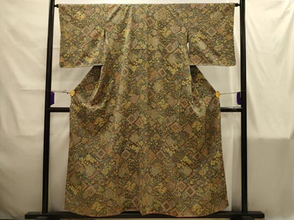 平和屋着物■上質な小紋　花鳥舞蝶文　正絹　逸品　AABI4293sx