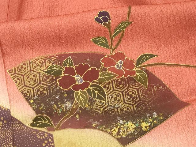平和屋着物■訪問着　地紙花文　暈し染め　金銀彩　正絹　逸品　AABI4294sx