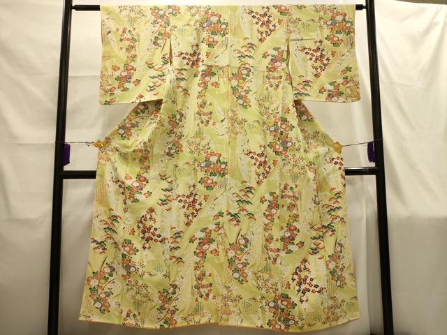 平和屋着物■上質な小紋　松竹梅　草花文　やまと誂製　正絹　逸品　AABI4296sx