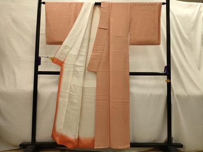 平和屋着物■江戸小紋　万筋　雄黄色×纁色　正絹　逸品　未使用　AABI4303sx