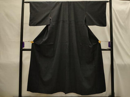 平和屋着物■本塩沢　菱文　黒地　正絹　逸品　AABI4306sx
