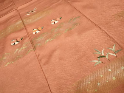 平和屋着物■訪問着　刺繍　鴛鴦　金銀彩　正絹　逸品　AABI4307sx