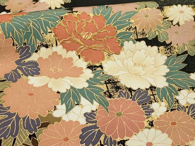 平和屋着物■豪華黒留袖　駒刺繍　花車文　金彩　正絹　逸品　AABI4313sx