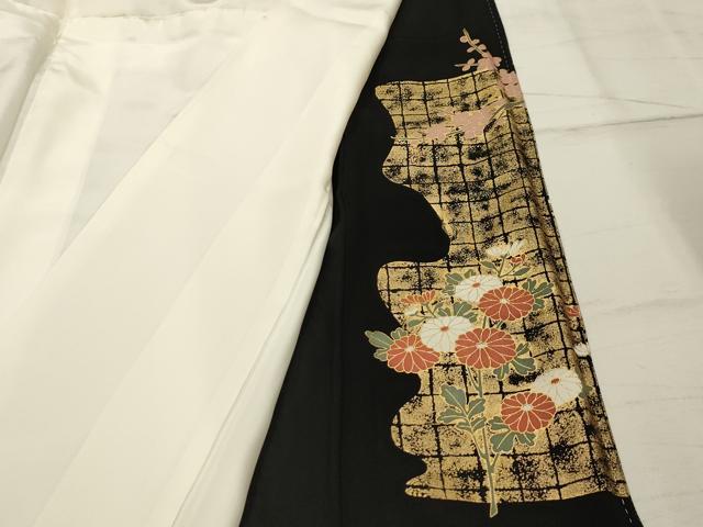 平和屋着物■豪華黒留袖　駒刺繍　花車文　金彩　正絹　逸品　AABI4313sx