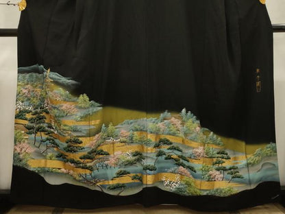 平和屋着物■豪華黒留袖　作家物　東寺　暈し染め　金彩　正絹　逸品　AABI4314sx