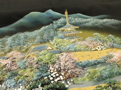 平和屋着物■豪華黒留袖　作家物　東寺　暈し染め　金彩　正絹　逸品　AABI4314sx
