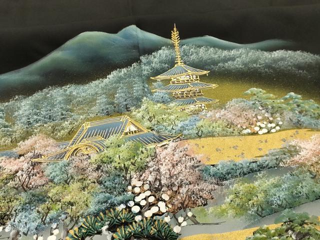 平和屋着物■豪華黒留袖　作家物　東寺　暈し染め　金彩　正絹　逸品　AABI4314sx