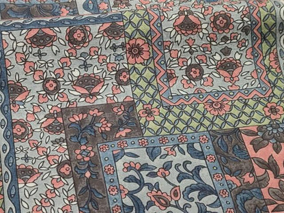 平和屋着物■上質な小紋　紬地　色紙重ね更紗花文　胴抜き仕立て　正絹　逸品　AABI4316sx