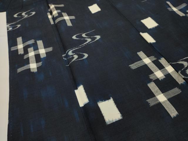 平和屋着物■上質な紬 琉球絣文様 反端付き 正絹 逸品 AABI4317sx