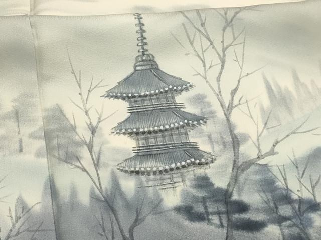 平和屋着物■訪問着 手描き 風景文 暈し染め 正絹 逸品 AABI4320sx