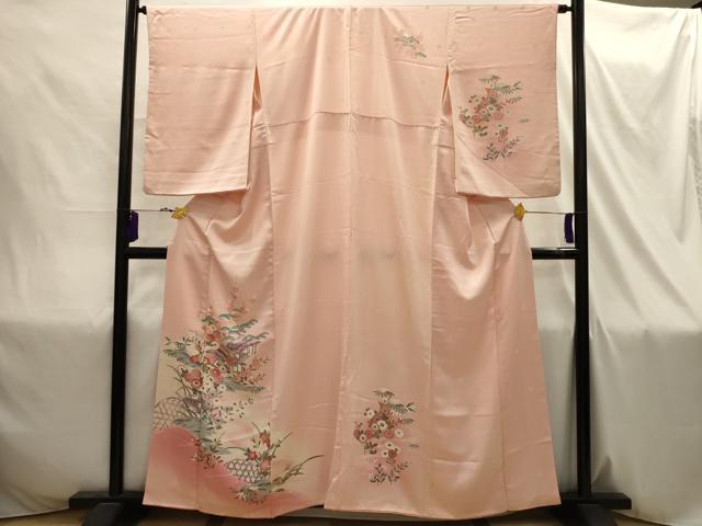 平和屋着物■訪問着 友禅 松竹梅風景文 暈し染め 正絹 逸品 AABI4321sx