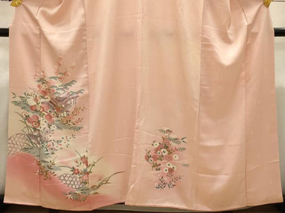 平和屋着物■訪問着 友禅 松竹梅風景文 暈し染め 正絹 逸品 AABI4321sx