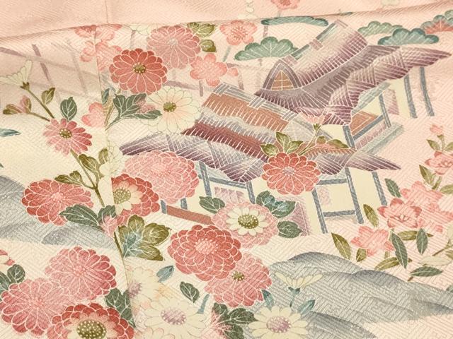 平和屋着物■訪問着 友禅 松竹梅風景文 暈し染め 正絹 逸品 AABI4321sx