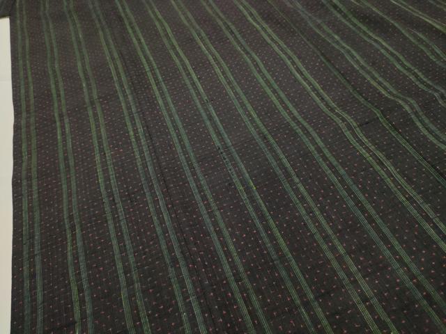 平和屋着物■上質な紬 間道 黒地 正絹 逸品 AABI4325sx
