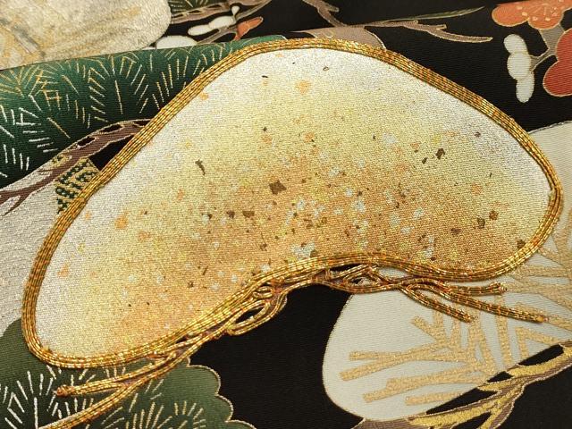 平和屋着物■豪華黒留袖 駒刺繍 梅松文 金銀彩 正絹 逸品 AABI4326sx
