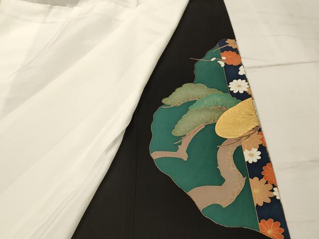 平和屋着物■豪華黒留袖 駒刺繍 梅松文 金銀彩 正絹 逸品 AABI4326sx