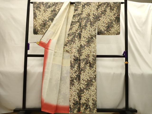 平和屋着物■上質な小紋 草花文 暈し染め 正絹 逸品 AABI4335sx