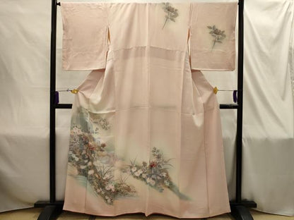 平和屋着物■訪問着 流水花文 暈し染め 金銀彩 正絹 逸品 AABI4337sx