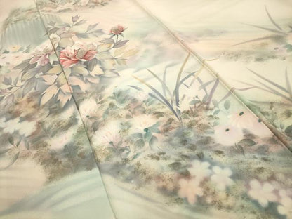 平和屋着物■訪問着 流水花文 暈し染め 金銀彩 正絹 逸品 AABI4337sx
