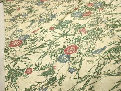 平和屋着物■上質な小紋 型染め 流水草花文 正絹 逸品 AABI4339sx
