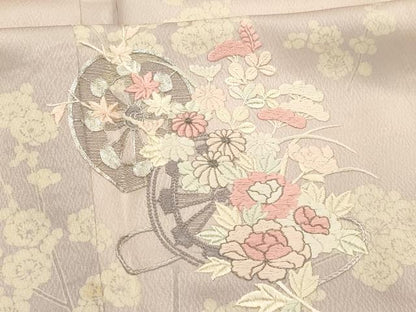 平和屋着物■訪問着 駒刺繍 源氏車花文 暈し染め 正絹 逸品 AABI4340sx