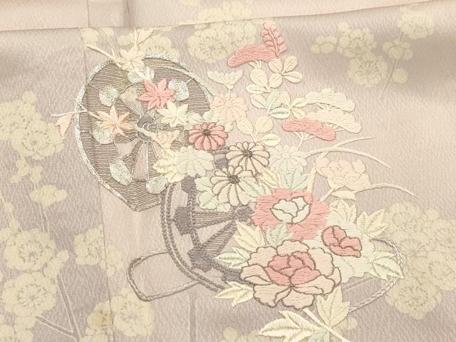 平和屋着物■訪問着 駒刺繍 源氏車花文 暈し染め 正絹 逸品 AABI4340sx
