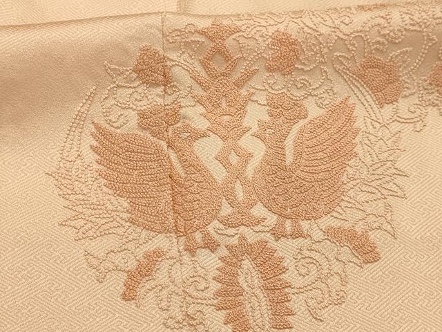 平和屋着物■訪問着 中国三大刺繍 相良刺繍 向かい鳥花文 正絹 逸品 AABI4344sx