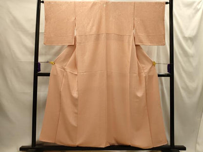 平和屋着物■上質な色無地 裂取花地紋 洒落柿色 正絹 逸品 AABI4346sx