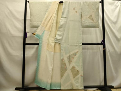 平和屋着物■訪問着 絞り 刺繍 草花文 金彩 正絹 逸品 AABI4349sx