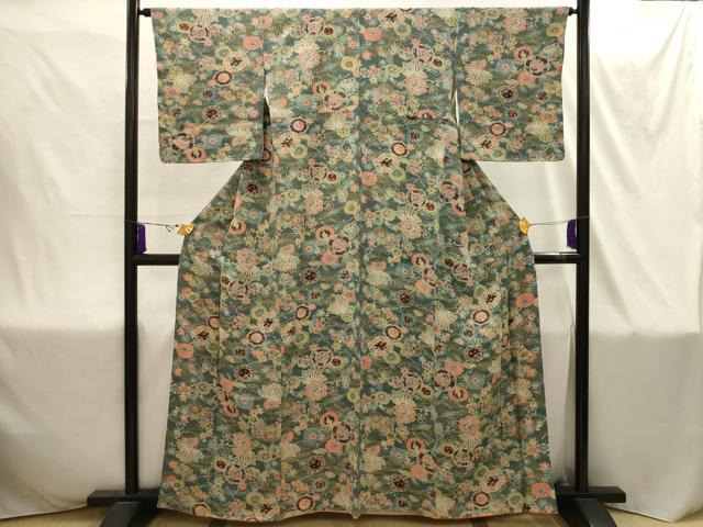 平和屋着物■上質な小紋 花鳥舞蝶文 正絹 逸品 AABI4357sx